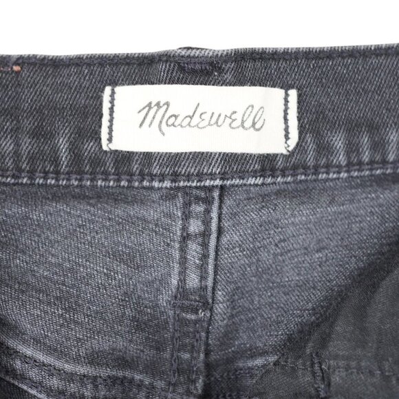 Madewell High-Rise Classic Straight Jean Denim Shorts Black Wash Raw Hem Size 24 - Picture 4 of 8